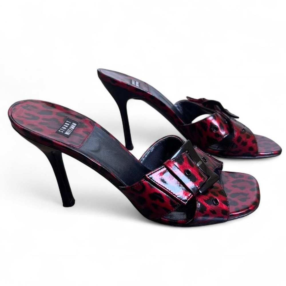 Stuart Weitzman Red Leopard Print Sandals - Picture 2 of 8